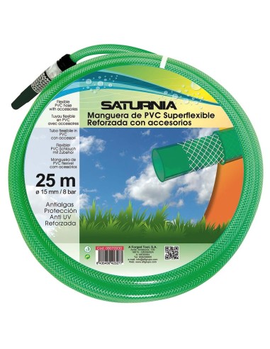 Manguera Latflex Reforzado 15 mm. -  5/8" Rollo 25 Metros Con Accesorios Manguera Jardin, Manguera Riego, Manguera Reforzada,