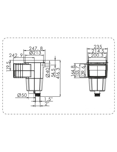 Skimmer piscina hormigon HW mod. tapa cudrada HP-4606-48