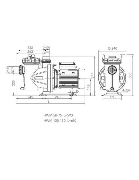 Bomba piscina HW HWM100 1.00cv mf HP-4450-04