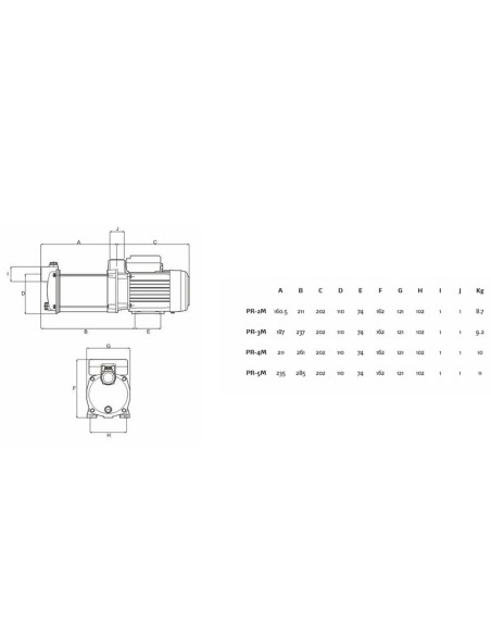 Bomba presion FLUQWATER centrifuga multicelular PR-2M 0.50cv mf 119468