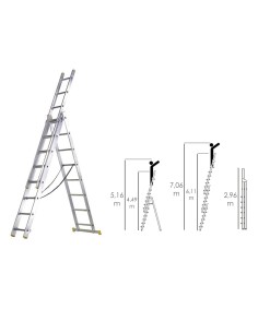 Escalera aluminio WOLFPACK 3 tramos 10+10+10 peldaños... 2