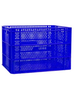 Caja LEISI perforada fondo liso apilable 620x474x535mm...