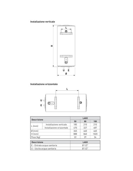 Termo electrico acs SIME Lago   80lt vertical/horizontal 8115601