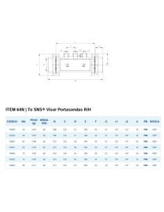 Portaelectrodos visor PVC-U HIDROTEN 75mm PN6 3x½"-¾"... 2