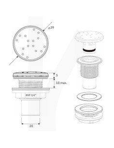 Boquilla soplante piscina/spa IRIS roscada ¾" 5110-2733...