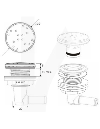 Boquilla soplante piscina/spa IRIS roscada ¾"...