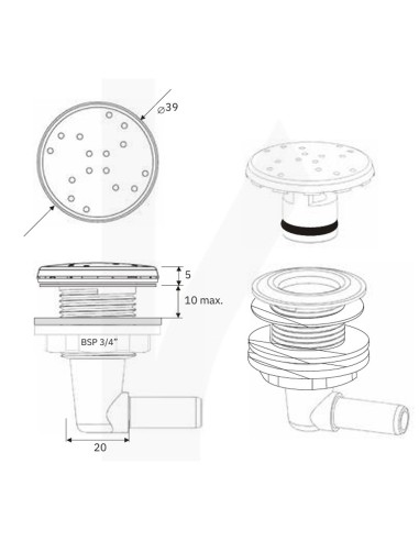 Boquilla soplante piscina/spa IRIS roscada ¾"...