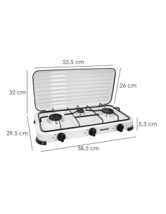 Cocina gas WOLFPACK 3 fuegos 5.4kw 08140215 2