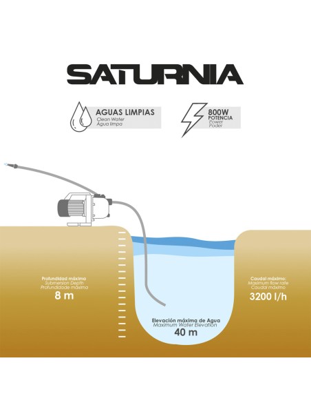Bomba agua para superficie SATURNIA 800w 3200lt/h 08064030