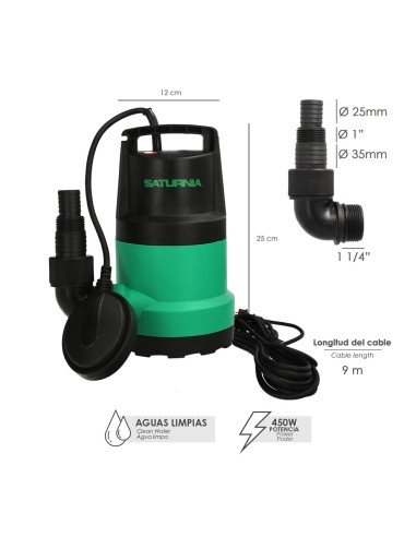 Bomba achique SATURNIA   450w   8000lt/h aguas...