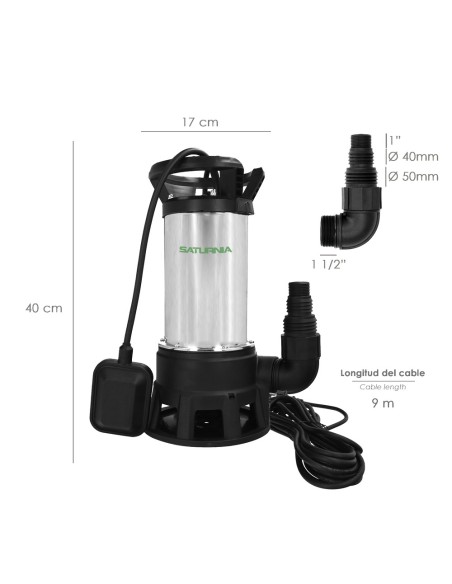 Bomba achique SATURNIA 1300w 25000lt/h aguas sucias 08064015