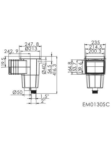Skimmer piscina hormigon EMAUX mod 15lt boca...