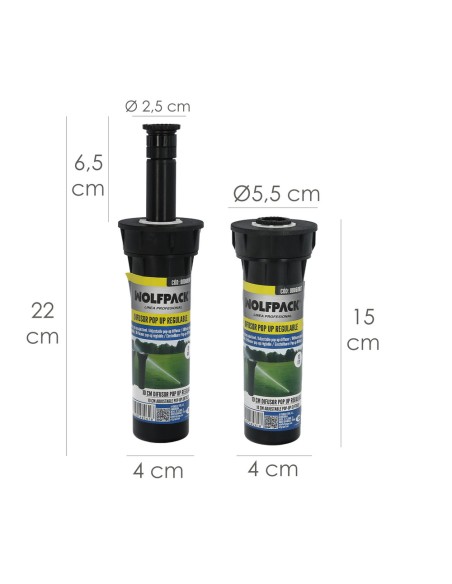 Difusor riego WOLFPACK Pop Up 360º regulable 10cm 08060817