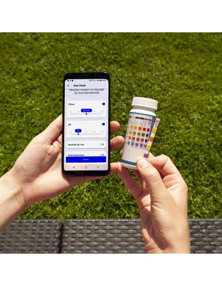 Analizador agua piscina BLUERRIOT tiras Bluet Check 71665 ph/cl/br/alk/du/cya