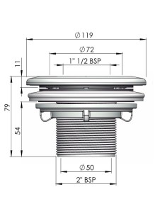 Boquilla aspiracion piscina liner ASTRAL ext.2" int.50mm... 2