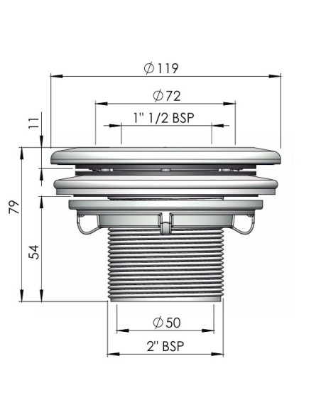 Boquilla aspiracion piscina liner ASTRAL ext.2" int.50mm 00332 Blanca