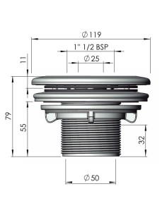 Boquilla impulsion piscina liner ASTRAL ext.2" int.50mm... 2
