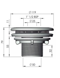 Boquilla impulsion piscina liner ASTRAL ext.2" int.50mm...