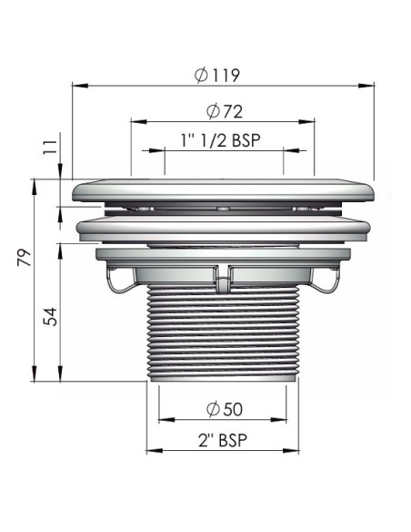 Boquilla aspiracion piscina liner ASTRAL ext.2" int.50mm 00332CL129 Gris