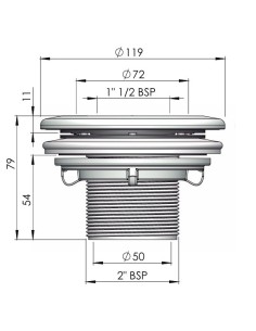 Boquilla aspiracion piscina liner ASTRAL ext.2" int.50mm...