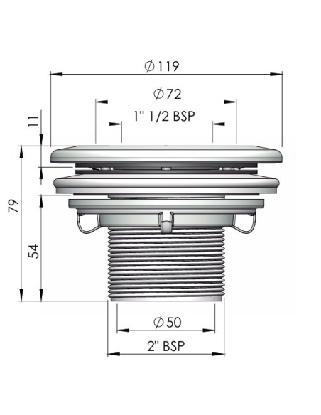 Boquilla aspiracion piscina liner ASTRAL ext.2" int.50mm 00332CL144 Antracita