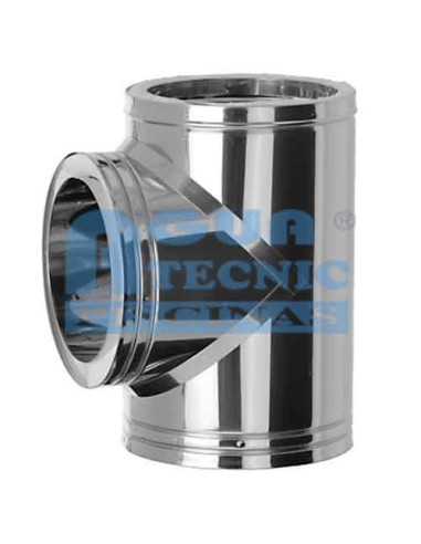 Te CHIM doble 90º   80mm int/AISI316L ext/AISI304 c/colector