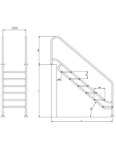 Escalera inoxidable piscina FLEXINOX Land 6 P AISI316 2