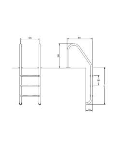 Escalera inoxidable piscina AISI316 standar 5 P 2