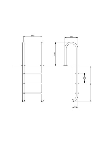 Escalera piscina FLEXINOX inox AISI304 Muro 4P...