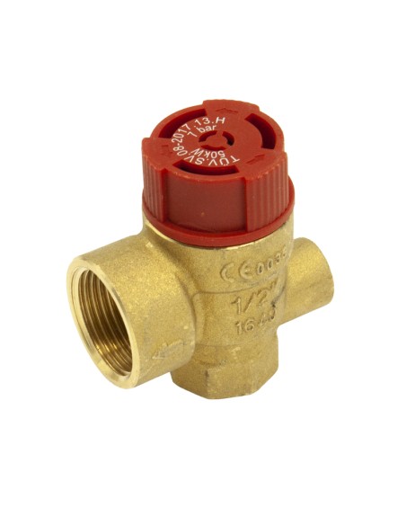 Valvula seguridad calefaccion FERCO roja H ½" 3bar con toma manometro VSC312MA
