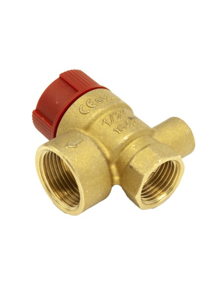 Valvula seguridad calefaccion FERCO roja H ½" 3bar con toma manometro VSC312MA