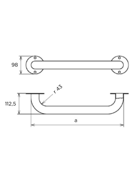 Barandilla piscina FLEXINOX pasamanos de pared   500mm AISI316 pletina 87180055
