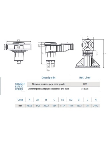 Skimmer liner HAYWARD espejo - Blanco 3139