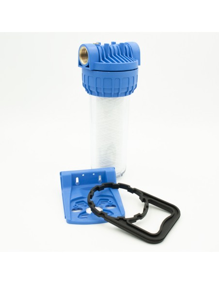 Portafiltros HW 10" vaso transparente 1"   (con filtro+llave+soporte) FI-5002-04