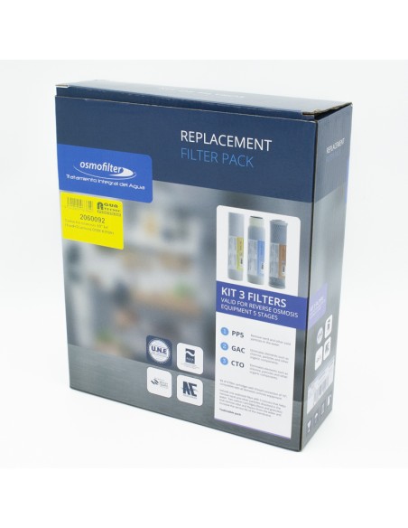 Filtros osmosis 10" OSM kit 3 filtros (1 sedimentos + 2 carbon) KIT001