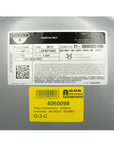Vaso expansion  caldera circular   8lt M3/4"...