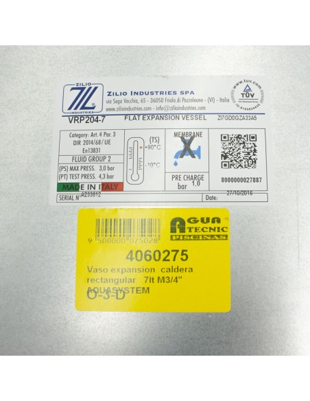Vaso expansion  caldera rectangular   7lt M3/4" AQUASYSTEM VRP204-7