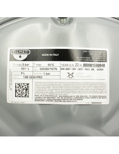 Vaso expansion  caldera circular   8lt M3/4"...