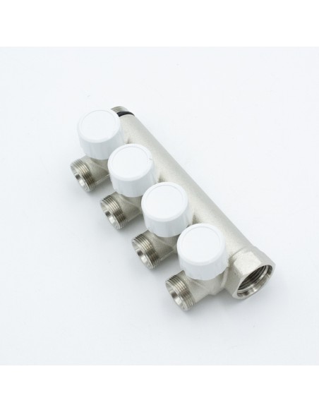 Colector calefaccion PINTOSSI+C art.460  3/4" 4 salidas c/valvulas 013C0460153440001