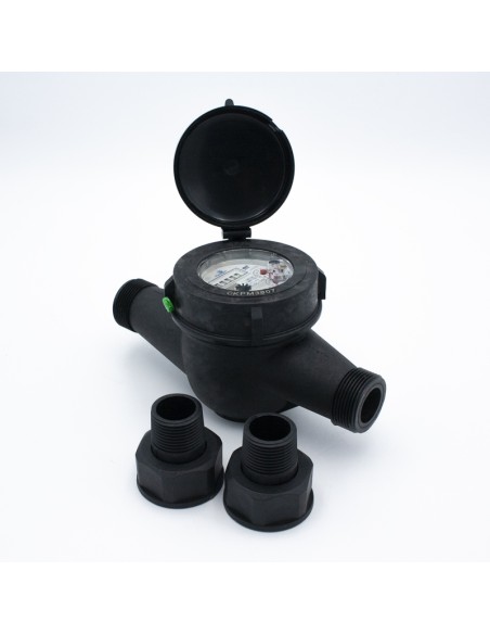 Contador agua riego RUEDAGUA  polimero 1½"  RMM40 negro 0000006445