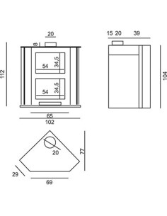 Chimenea leña AJ Segovia c/horno mod. rincon 14kw 2