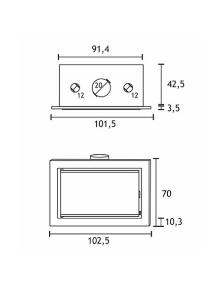 Chimenea leña AJ Sena 11.6kw con ventilacion y 2 salidas para canalizar