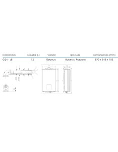 Calentador gas estanco METAL-CLIMA bajo nox 12lt (B/P) 2