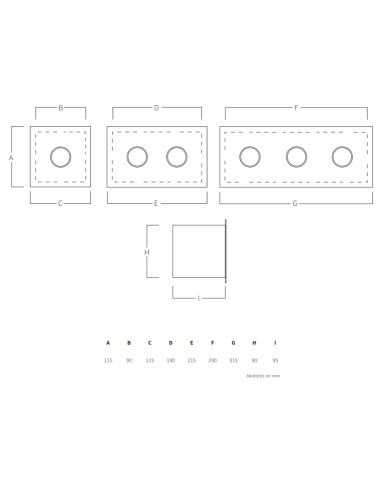 Caja pulsador AQA mod.132L caja + 3 pulsadores...