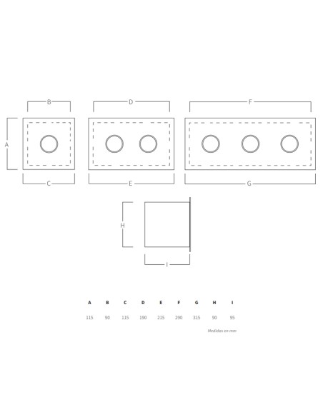 Caja pulsador AQA mod.132P caja + 3 pulsadores AISI316L