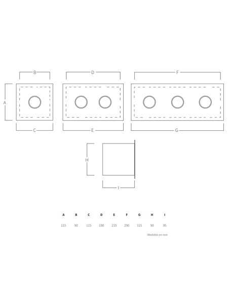 Caja pulsador piscina/spa AQA 132P caja con 3 pulsadores AISI316L 132P(3)
