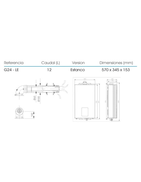 Calentador gas estanco METAL-CLIMA bajo nox 12lt (B/P)