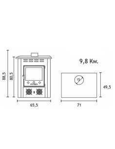 Estufa leña AJ Dante 9.8kw con ventilacion 2