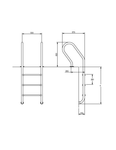 Escalera piscina inox AISI316 mod.Mixta 4...