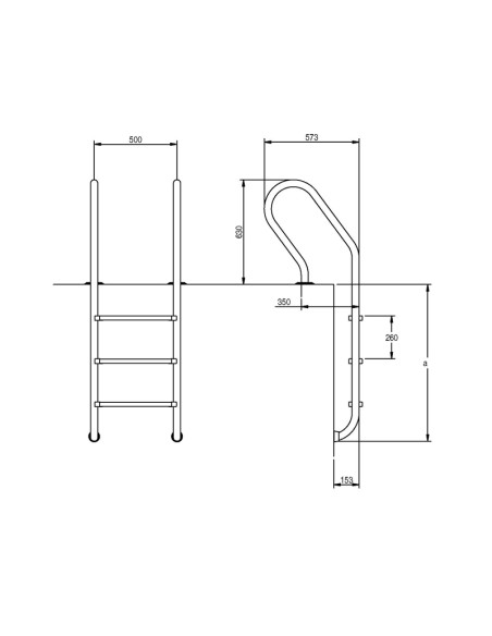 Escalera piscina inox AISI316 mod.Mixta 4 peldaños FLEXINOX 87121885